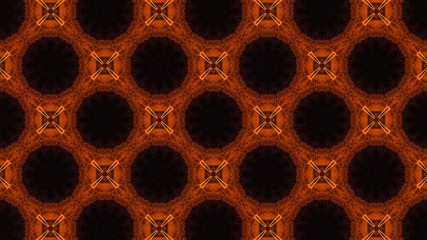 Repeated circular figures on an abstract background forming a repetitive pattern.