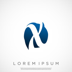 Initial X Letter Logo Monogram Rounded Shape Vector Template.