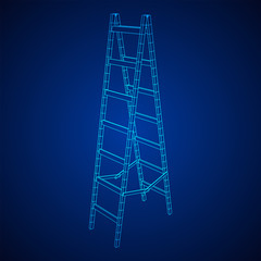 Step ladder. Wireframe low poly mesh vector illustration