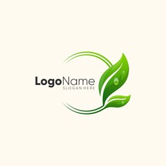 leaf logo design vector. with full color style.