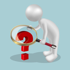 Vector drawn people symbol, hand hold magnifier.Image uses a grid gradient.	