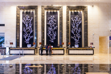 A five-star luxury hotel lobby
