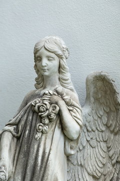 sculpture statue guardian angel , love and peace concept .