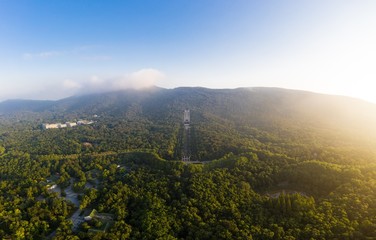 Fototapeta premium Aerial view of Sun Yat-sen mausoleum in the morning in Nanjing city