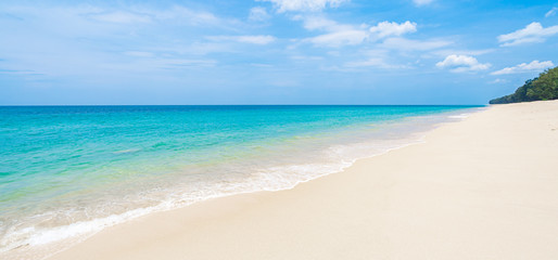 The clean and beautiful white beach of Phuket  southern Thailand - obrazy, fototapety, plakaty