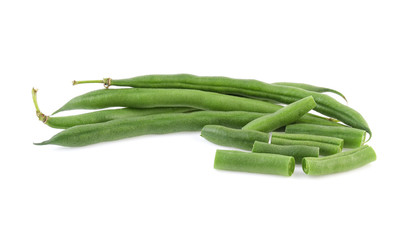 Green beans isolated on white background.