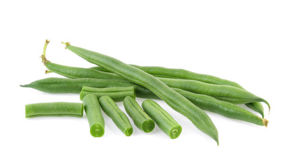 Green beans isolated on white background.