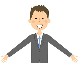 ビジネスマン 両手を広げる