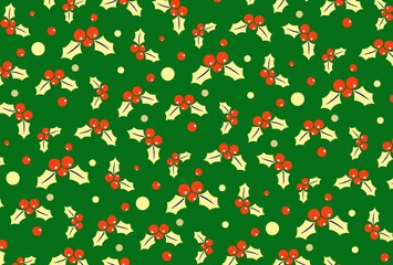illustration. pattern holly plant symbol of Christmas and New Year