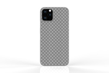 Phone case on isolated white background. Mobile cover for montage or your design. 3d illustration