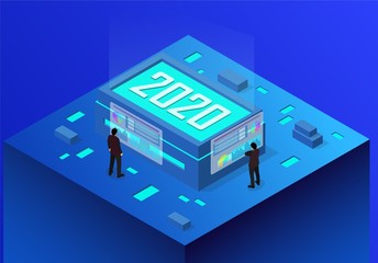 Isometric concept Business New Year 2020