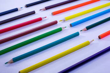 color pencils on white background