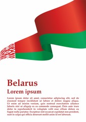 Flag of Belarus, Republic of Belarus. Template for award design, an official document with the flag of Belarus and other uses. Bright, colorful vector illustration.