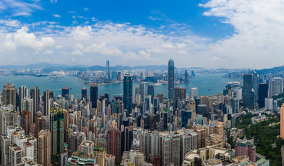 Fototapeta premium Widok z góry na panoramę Hongkongu