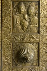 Metal art inside Sarahan Monastery  ,Spiti Valley,Himachal Pradesh,India