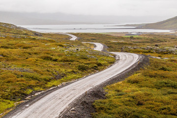 Winding roads along the Ring Road highway in Iceland