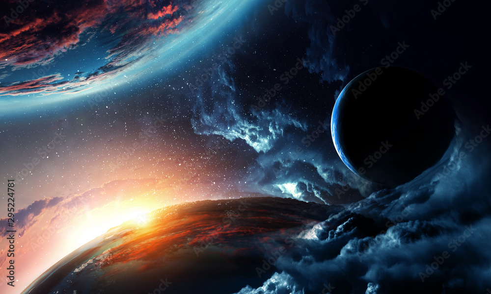 Poster Abstract planets on space texture