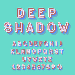 Cool deep shadow isometric font vector illustration