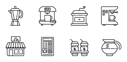 Tea Coffee Outline Icons 