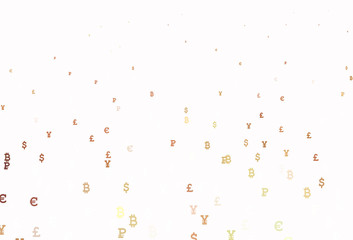 Light Orange vector pattern with symbols of currency.