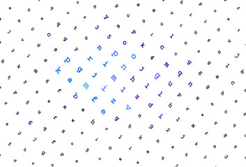 Light Pink, Blue vector backdrop with english symbols.