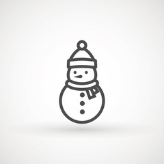 Snowman icon vector illustration on white background for Christmas design. Snowman xmas icon.