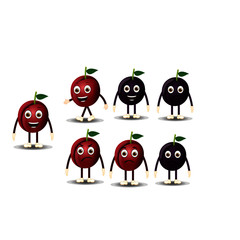 Two Colored Plums with Expressions- Cartoon Vector Image