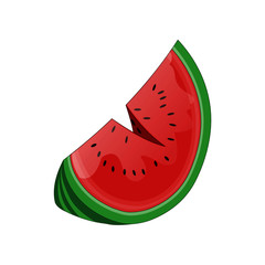 Watermelon Sliced with Seeds - Cartoon Vector Image