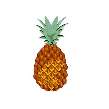 Yellow Pineapple - Cartoon Vector Image