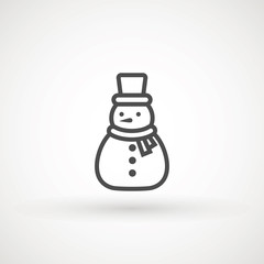 Snowman icon vector illustration on white background for Christmas design. Snowman xmas icon.