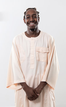 handsome african black man in traditional  clothes