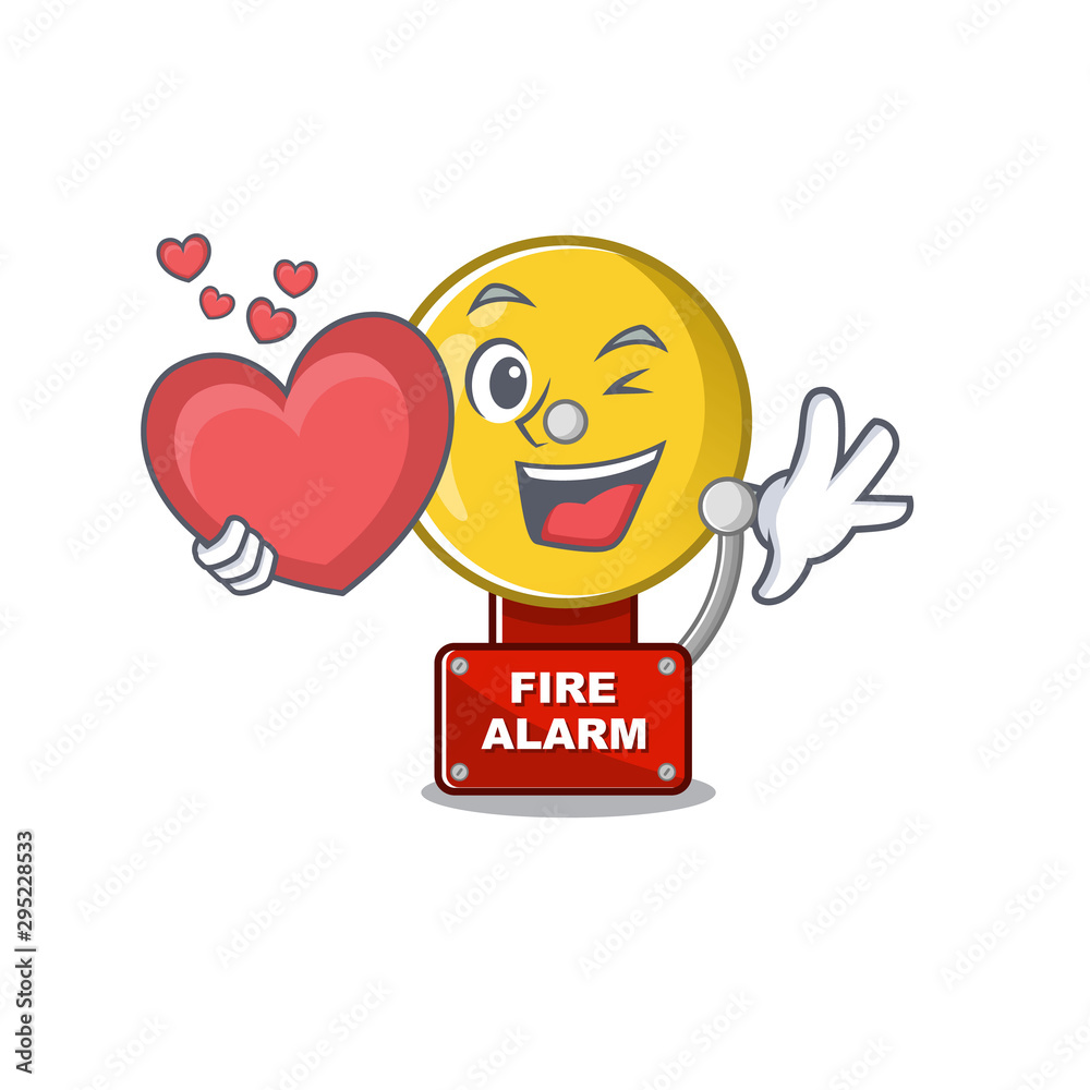 Sticker With heart fire alarm with the character shape