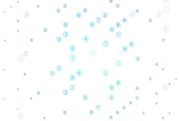 Light Blue, Green vector pattern with Digit symbols.