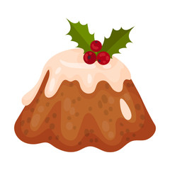 Tasty Holiday Pudding. Volume Christmas Vector Symbol Illustration