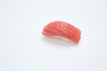 Maguro Nigiri Sushi (Tuna Sushi) on White Background