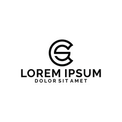 Initial letter cs or sc logo template with circle line art symbol in flat design monogram illustration