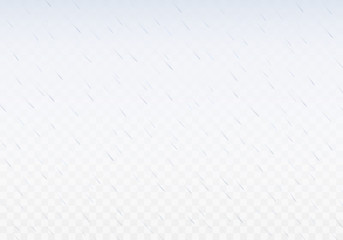 Rain drops isolated on transparent background. Vector rainy weather template.