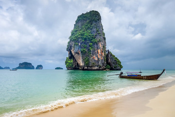 Long tail boat on Phra Nang Beach, Krabi, Thailand