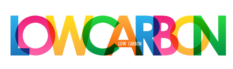 LOW CARBON colorful vector typography banner