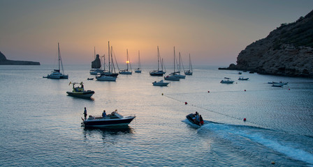 Ibiza - Cala Benirrás with evening atmosphere