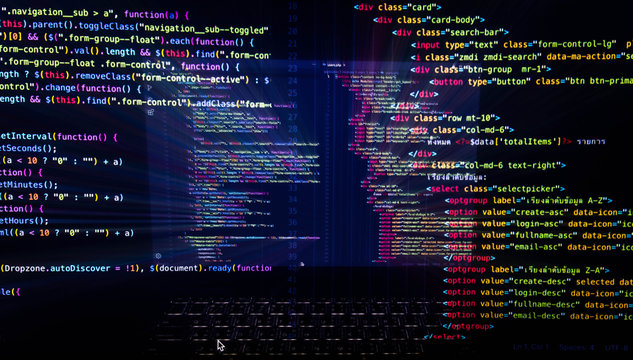 Program source code that is ejected from the laptop screen.Which programmers can develop into websites or mobile apps Which system analysts and designers have designed