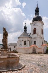 Church tower at the square of Manetin at the Plizen region, CZ