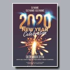 2020 Christmas Party Flyer Poster Vector. Happy New Year. Night Club Celebration. Musical Concert Banner. Design Illustration