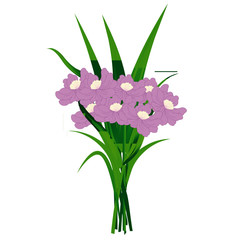 Cute bouquet of flowers with Leaves - Vector Image