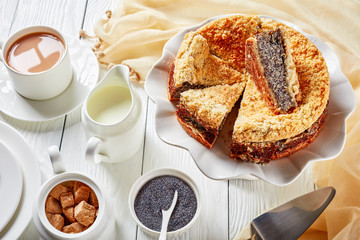 sweet Poppy Seed Crumble Cheesecake, top view
