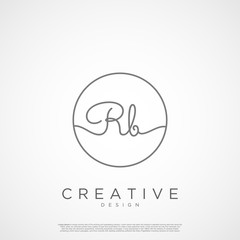 Elegant Initial Letter RB Logo With Circle. Initial letter handwriting and signature logo.