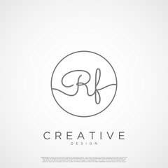 Fototapeta premium Elegant Initial Letter RF Logo With Circle. Initial letter handwriting and signature logo.