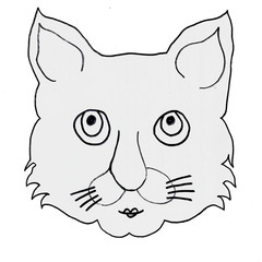 Illustration of a face of a cat coloring book