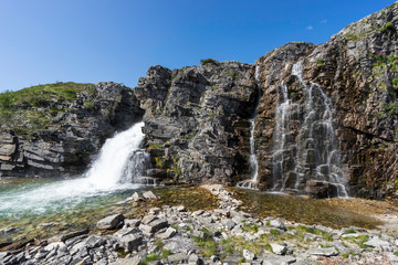 Wasserfall Storulfossen im Nationalpark Rondane, Norwegen
