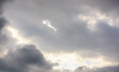 Beautiful puffy clouds isolated against blue skies